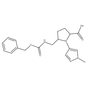 5-({[(benzyloxy)carbonyl]amino}methyl)-1-(1-methyl-1H-pyrazol-4-yl)pyrrolidine-2-carboxylic acid Structure