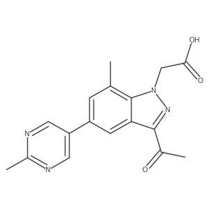 3-Acetyl-7-methyl-5-(2-methyl-5-pyrimidinyl)-1H-indazole-1-acetic acid Structure