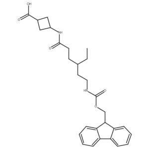 3-[4-ethyl-6-({[(9H-fluoren-9-yl)methoxy]carbonyl}amino)hexanamido]cyclobutane-1-carboxylic acid Structure