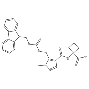 1-{5-[({[(9H-fluoren-9-yl)methoxy]carbonyl}amino)methyl]-1-methyl-1H-pyrazole-4-amido}cyclobutane-1-carboxylic acid Structure