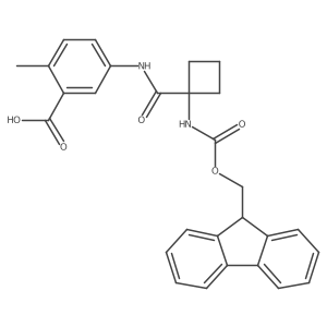 5-[1-({[(9H-fluoren-9-yl)methoxy]carbonyl}amino)cyclobutaneamido]-2-methylbenzoic acid结构式