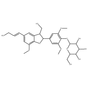 4-[(2R,3S)-2,3-Dihydro-3-(hydroxymethyl)-5-[(1E)-3-hydroxy-1-propen-1-yl]-7-methoxy-2-benzofuranyl]-2,6-dimethoxyphenyl I(2)-D-glucopyranoside Structure
