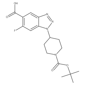1-{1-[(tert-butoxy)carbonyl]piperidin-4-yl}-6-fluoro-1H-1,2,3-benzotriazole-5-carboxylic acid结构式