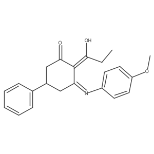 3-(4-Methoxyanilino)-5-phenyl-2-propionyl-2-cyclohexen-1-one结构式