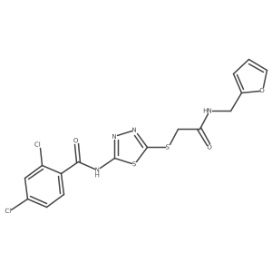 2,4-dichloro-N-[5-[2-(2-furylmethylamino)-2-oxo-ethyl]sulfanyl-1,3,4-thiadiazol-2-yl]benzamide结构式