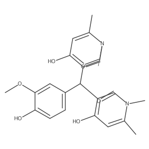 3,3'-((4-hydroxy-3-methoxyphenyl)methylene)bis(4-hydroxy-1,6-dimethylpyridin-2(1H)-one)结构式