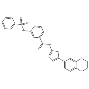 3-benzenesulfonamido-N-[5-(2,3-dihydro-1,4-benzodioxin-6-yl)-1,3,4-oxadiazol-2-yl]benzamide结构式