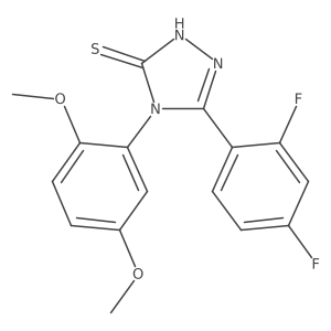 5-(2,4-difluorophenyl)-4-(2,5-dimethoxyphenyl)-4H-1,2,4-triazol-3-yl hydrosulfide结构式