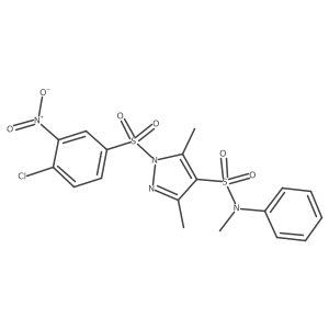 1-(4-chloro-3-nitrobenzenesulfonyl)-N,3,5-trimethyl-N-phenyl-1H-pyrazole-4-sulfonamide结构式