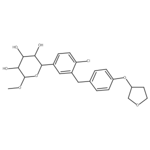 (2S,3R,4R,5S,6S)-2-(4-Chloro-3-(4-((3R)-tetrahydrofuran-3-yloxy)benzyl)phenyl)-6-methoxytetrahydro-2H-pyran-3,4,5-triol Structure