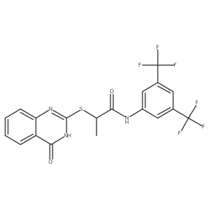 N-(3,5-bis(trifluoromethyl)phenyl)-2-(4-oxo(3-hydroquinazolin-2-ylthio))propanamide结构式