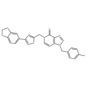 Cc1ccc(Cn2nnc3c(=O)n(Cc4nc(-c5ccc6c(c5)OCO6)no4)cnc32)cc1结构式