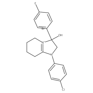 1-(4-Chlorophenyl)-3-(4-fluorophenyl)-3-hydroxy-2,3,5,6,7,8-hexahydroimidazo[1,2-a]pyridin-1-ium bromide结构式