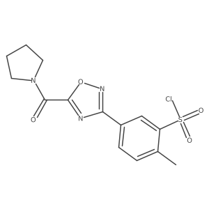 2-Methyl-5-[5-(pyrrolidin-1-ylcarbonyl)-1,2,4-oxadiazol-3-yl]benzenesulfonyl chloride Structure