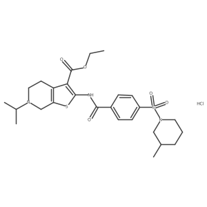 Ethyl 6-isopropyl-2-(4-((3-methylpiperidin-1-yl)sulfonyl)benzamido)-4,5,6,7-tetrahydrothieno[2,3-c]pyridine-3-carboxylate hydrochloride结构式