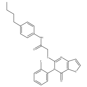 N-(4-butylphenyl)-2-{[3-(2-fluorophenyl)-4-oxo-3,4-dihydrothieno[3,2-d]pyrimidin-2-yl]sulfanyl}acetamide结构式