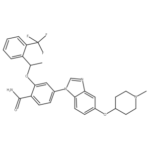 Benzamide, 4-[5-[(1-methyl-4-piperidinyl)oxy]-1H-benzimidazol-1-yl]-2-[(1R)-1-[2-(trifluoromethyl)phenyl]ethoxy]- Structure