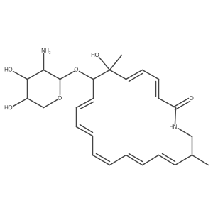 rel-(3E,5E,7R,8S,9Z,11E,13Z,15E,17Z,19R)-8-[(2-Amino-2-deoxy-I(2)-L-xylo-pentopyranosyl)oxy]-7-hydroxy-7,19-dimethylazacycloeicosa-3,5,9,11,13,15,17-heptaen-2-one Structure