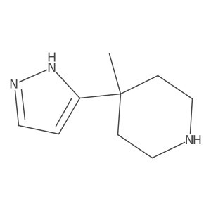 4-methyl-4-(1H-pyrazol-5-yl)piperidine结构式
