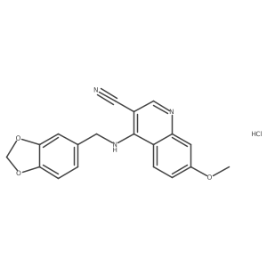 4-((Benzo[d][1,3]dioxol-5-ylmethyl)amino)-7-methoxyquinoline-3-carbonitrile hydrochloride Structure
