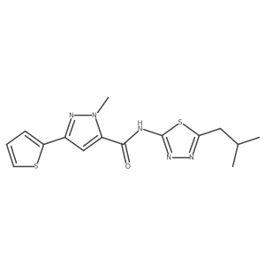 1-methyl-N-[5-(2-methylpropyl)-1,3,4-thiadiazol-2-yl]-3-(thiophen-2-yl)-1H-pyrazole-5-carboxamide Structure