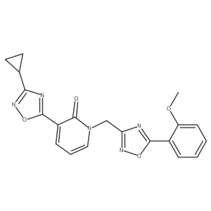 3-(3-cyclopropyl-1,2,4-oxadiazol-5-yl)-1-((5-(2-methoxyphenyl)-1,2,4-oxadiazol-3-yl)methyl)pyridin-2(1H)-one结构式