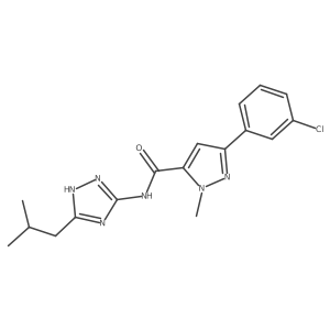 3-(3-chlorophenyl)-1-methyl-N-[3-(2-methylpropyl)-1H-1,2,4-triazol-5-yl]-1H-pyrazole-5-carboxamide Structure
