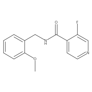 3-fluoro-N-[(2-methoxyphenyl)methyl]pyridine-4-carboxamide结构式