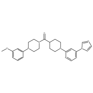 (1-(6-(1H-1,2,4-triazol-1-yl)pyrimidin-4-yl)piperidin-4-yl)(4-(3-methoxyphenyl)piperazin-1-yl)methanone结构式
