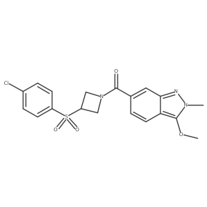 (3-((4-chlorophenyl)sulfonyl)azetidin-1-yl)(3-methoxy-2-methyl-2H-indazol-6-yl)methanone结构式