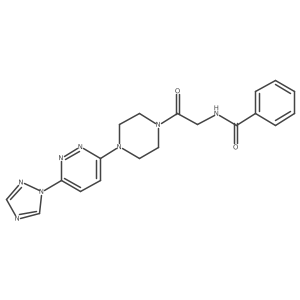 N-(2-(4-(6-(1H-1,2,4-triazol-1-yl)pyridazin-3-yl)piperazin-1-yl)-2-oxoethyl)benzamide结构式