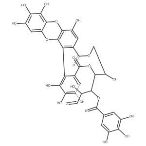 D-Glucose, 3-(3,4,5-trihydroxybenzoate), cyclic 4a1:6a2-ester with (1S)-1-(6-carboxy-2,3,4-trihydroxyphenyl)-4,6,7,8-tetrahydroxydibenzo[b,e][1,4]dioxin-2-carboxylic acid结构式