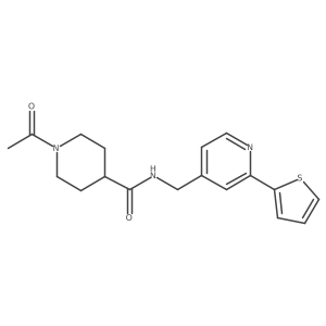 1-acetyl-N-{[2-(thiophen-2-yl)pyridin-4-yl]methyl}piperidine-4-carboxamide结构式