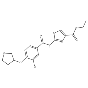Ethyl 2-(5-chloro-6-((tetrahydrofuran-3-yl)oxy)nicotinamido)thiazole-4-carboxylate结构式