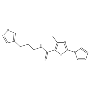 N-(3-(isoxazol-4-yl)propyl)-4-methyl-2-(1H-pyrrol-1-yl)thiazole-5-carboxamide结构式