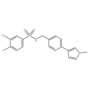3-chloro-4-fluoro-N-((6-(1-methyl-1H-pyrazol-4-yl)pyridin-3-yl)methyl)benzenesulfonamide结构式