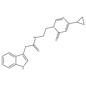 N-(2-(4-cyclopropyl-6-oxopyrimidin-1(6H)-yl)ethyl)-2-(1H-indol-3-yl)acetamide结构式