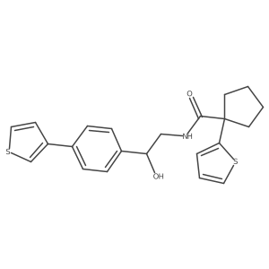 N-(2-hydroxy-2-(4-(thiophen-3-yl)phenyl)ethyl)-1-(thiophen-2-yl)cyclopentanecarboxamide结构式
