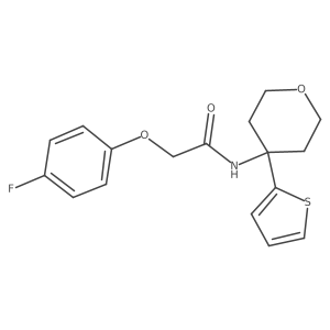 2-(4-fluorophenoxy)-N-(4-(thiophen-2-yl)tetrahydro-2H-pyran-4-yl)acetamide结构式