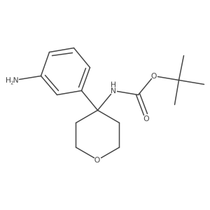 tert-butyl N-[4-(3-aminophenyl)oxan-4-yl]carbamate结构式