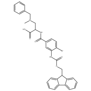 3-[benzyl(methyl)amino]-2-{[4-bromo-3-({[(9H-fluoren-9-yl)methoxy]carbonyl}amino)phenyl]formamido}propanoic acid结构式