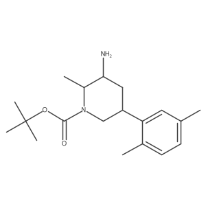 Tert-butyl 3-amino-5-(2,5-dimethylphenyl)-2-methylpiperidine-1-carboxylate结构式