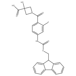 1-[4-({[(9H-fluoren-9-yl)methoxy]carbonyl}amino)-2-fluorobenzoyl]-3-hydroxyazetidine-3-carboxylic acid结构式