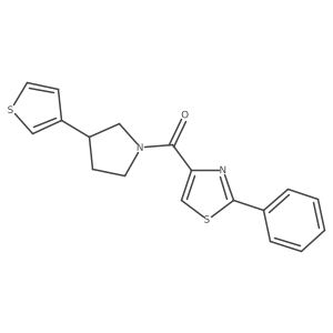 (2-Phenylthiazol-4-yl)(3-(thiophen-3-yl)pyrrolidin-1-yl)methanone结构式