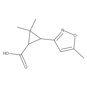 rac-(1R,3R)-2,2-dimethyl-3-(5-methyl-1,2-oxazol-3-yl)cyclopropane-1-carboxylic acid结构式