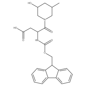 rac-3-({[(9H-fluoren-9-yl)methoxy]carbonyl}amino)-4-[(3R,5S)-3-hydroxy-5-methylpiperidin-1-yl]-4-oxobutanoic acid Structure