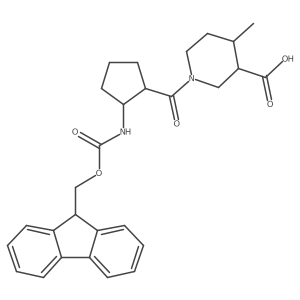 rac-1-[(1R,2S)-2-({[(9H-fluoren-9-yl)methoxy]carbonyl}amino)cyclopentanecarbonyl]-4-methylpiperidine-3-carboxylic acid结构式