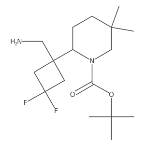 Tert-butyl 2-[1-(aminomethyl)-3,3-difluorocyclobutyl]-5,5-dimethylpiperidine-1-carboxylate结构式