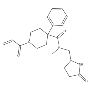N-methyl-N-{[(2S)-5-oxopyrrolidin-2-yl]methyl}-4-phenyl-1-(prop-2-enoyl)piperidine-4-carboxamide结构式