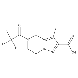 3-iodo-5-(2,2,2-trifluoroacetyl)-4H,5H,6H,7H-pyrazolo[1,5-a]pyrazine-2-carboxylic acid Structure
